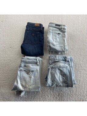 Bundle Lot x4 Y2K Women Jeans Sz 27 Guess, Volcom & Garage Distressed Grunge